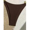 imageOYOANGLE Womens 2 Piece Bikini Set Spaghetti Strap Halter Swimsuit High Cut Bathing SuitsBrown