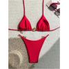 imageOYOANGLE Womens 2 Piece Bikini Set Spaghetti Strap Halter Swimsuit High Cut Bathing SuitsDeep Red