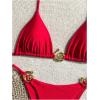 imageOYOANGLE Womens 2 Piece Bikini Set Spaghetti Strap Halter Swimsuit High Cut Bathing SuitsDeep Red
