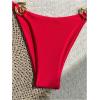 imageOYOANGLE Womens 2 Piece Bikini Set Spaghetti Strap Halter Swimsuit High Cut Bathing SuitsDeep Red