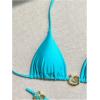 imageOYOANGLE Womens 2 Piece Bikini Set Spaghetti Strap Halter Swimsuit High Cut Bathing SuitsLight Blue