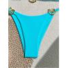 imageOYOANGLE Womens 2 Piece Bikini Set Spaghetti Strap Halter Swimsuit High Cut Bathing SuitsLight Blue