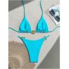 imageOYOANGLE Womens 2 Piece Bikini Set Spaghetti Strap Halter Swimsuit High Cut Bathing SuitsLight Blue