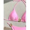 imageOYOANGLE Womens 2 Piece Bikini Set Spaghetti Strap Halter Swimsuit High Cut Bathing SuitsPink