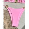 imageOYOANGLE Womens 2 Piece Bikini Set Spaghetti Strap Halter Swimsuit High Cut Bathing SuitsPink
