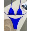 imageOYOANGLE Womens 2 Piece Bikini Set Spaghetti Strap Halter Swimsuit High Cut Bathing SuitsRoyal Blue
