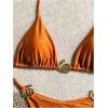 imageOYOANGLE Womens 2 Piece Bikini Set Spaghetti Strap Halter Swimsuit High Cut Bathing SuitsRust Brown