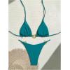 imageOYOANGLE Womens 2 Piece Bikini Set Spaghetti Strap Halter Swimsuit High Cut Bathing SuitsTeal Blue