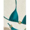 imageOYOANGLE Womens 2 Piece Bikini Set Spaghetti Strap Halter Swimsuit High Cut Bathing SuitsTeal Blue