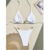 imageOYOANGLE Womens 2 Piece Bikini Set Spaghetti Strap Halter Swimsuit High Cut Bathing SuitsWhite