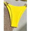 imageOYOANGLE Womens 2 Piece Bikini Set Spaghetti Strap Halter Swimsuit High Cut Bathing SuitsYellow