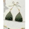 imageOYOANGLE Womens 2 Piece Bikini Sets Halter Triangle Backless High Cut Swimsuits Tie Side Bathing SuitsGreen