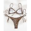 imageOYOANGLE Womens 2 Piece Bikini Sets Leopard Print Spaghetti Strap Tie Side Bathing Suit Swimsuit SwimwearBlack and Brown