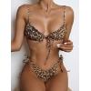 imageOYOANGLE Womens 2 Piece Bikini Sets Leopard Print Spaghetti Strap Tie Side Bathing Suit Swimsuit SwimwearBlack and Brown