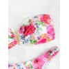 imageOYOANGLE Womens 2 Piece Bikini Swimsuits Floral Print V Wired Strapless Bandeau Bathing Suits SwimwearPink Multi