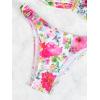 imageOYOANGLE Womens 2 Piece Bikini Swimsuits Floral Print V Wired Strapless Bandeau Bathing Suits SwimwearPink Multi