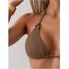 imageOYOANGLE Womens 2 Piece Textured Bikini Sets Halter Triangle Backless Tie Side Bathing SuitsBrown