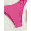 imageOYOANGLE Womens 2 Pieces Bikini Swimsuit Set Cute Heart Ring Textured Halter Bikini SwimwearHot Pink Bright
