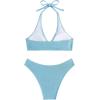 imageOYOANGLE Womens 2 Pieces Bikini Swimsuit Set Cute Heart Ring Textured Halter Bikini SwimwearPastel Blue