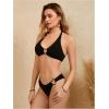 imageOYOANGLE Womens 2 Pieces Bikini Swimsuit Set Cute Heart Ring Textured Halter Bikini SwimwearPlain Black