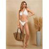 imageOYOANGLE Womens 2 Pieces Bikini Swimsuit Set Cute Heart Ring Textured Halter Bikini SwimwearWhite