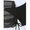 imageOYOANGLE Womens 3 Piece Triangle Halter Bikini Swimsuit with Mesh Beach Skirt Cover Up SwimwearBlack