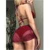 imageOYOANGLE Womens 3 Piece Triangle Halter Bikini Swimsuit with Mesh Beach Skirt Cover Up SwimwearBurgundy