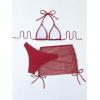 imageOYOANGLE Womens 3 Piece Triangle Halter Bikini Swimsuit with Mesh Beach Skirt Cover Up SwimwearBurgundy