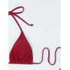 imageOYOANGLE Womens 3 Piece Triangle Halter Bikini Swimsuit with Mesh Beach Skirt Cover Up SwimwearBurgundy