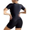 imageOYOANGLE Womens Colorblock Zipper Front Sport One Piece Swimsuit Shorts Romper Bathing Suit SwimwearBlack