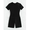 imageOYOANGLE Womens Colorblock Zipper Front Sport One Piece Swimsuit Shorts Romper Bathing Suit SwimwearBlack Hot Pink
