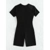 imageOYOANGLE Womens Colorblock Zipper Front Sport One Piece Swimsuit Shorts Romper Bathing Suit SwimwearBlue