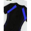 imageOYOANGLE Womens Colorblock Zipper Front Sport One Piece Swimsuit Shorts Romper Bathing Suit SwimwearBlue