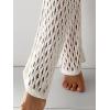 imageOYOANGLE Womens Crochet Hollow Out Beach Pants Drawstring Waist Flared Leg Swimwear Cover Up PantsWhite
