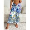 imageOYOANGLE Womens Graphic Print Swimsuit Cover Up Skirts High Waist Long Bikini Wraps Sarong Bathing SuitBlue