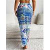 imageOYOANGLE Womens Graphic Print Swimsuit Cover Up Skirts High Waist Long Bikini Wraps Sarong Bathing SuitBlue