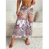 imageOYOANGLE Womens Graphic Print Swimsuit Cover Up Skirts High Waist Long Bikini Wraps Sarong Bathing SuitMulticolor