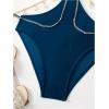 imageOYOANGLE Womens One Piece Swimsuit Ring Linked Cut Out Bathing Suit High Cut SwimwearDeep Blue