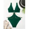 imageOYOANGLE Womens One Piece Swimsuit Ring Linked Cut Out Bathing Suit High Cut SwimwearGreen