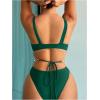 imageOYOANGLE Womens One Piece Swimsuit Ring Linked Cut Out Bathing Suit High Cut SwimwearGreen