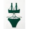 imageOYOANGLE Womens One Piece Swimsuit Ring Linked Cut Out Bathing Suit High Cut SwimwearGreen