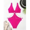imageOYOANGLE Womens One Piece Swimsuit Ring Linked Cut Out Bathing Suit High Cut SwimwearHot Pink