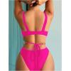 imageOYOANGLE Womens One Piece Swimsuit Ring Linked Cut Out Bathing Suit High Cut SwimwearHot Pink