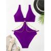 imageOYOANGLE Womens One Piece Swimsuit Ring Linked Cut Out Bathing Suit High Cut SwimwearPurple