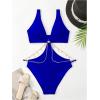 imageOYOANGLE Womens One Piece Swimsuit Ring Linked Cut Out Bathing Suit High Cut SwimwearRoyal Blue
