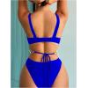 imageOYOANGLE Womens One Piece Swimsuit Ring Linked Cut Out Bathing Suit High Cut SwimwearRoyal Blue