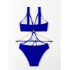 imageOYOANGLE Womens One Piece Swimsuit Ring Linked Cut Out Bathing Suit High Cut SwimwearRoyal Blue