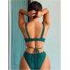imageOYOANGLE Womens One Piece Swimsuit Ring Linked Cut Out Bathing Suit High Cut SwimwearTeal Blue