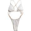 imageOYOANGLE Womens Sexy One Piece Swimsuit Criss Cross String Bikini Swimsuits Thong Bathing SuitsBeige