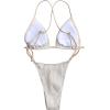 imageOYOANGLE Womens Sexy One Piece Swimsuit Criss Cross String Bikini Swimsuits Thong Bathing SuitsBeige